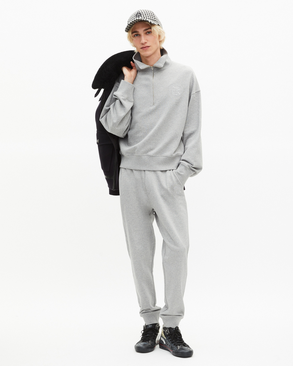 Grey trucker-neck sweatshirt