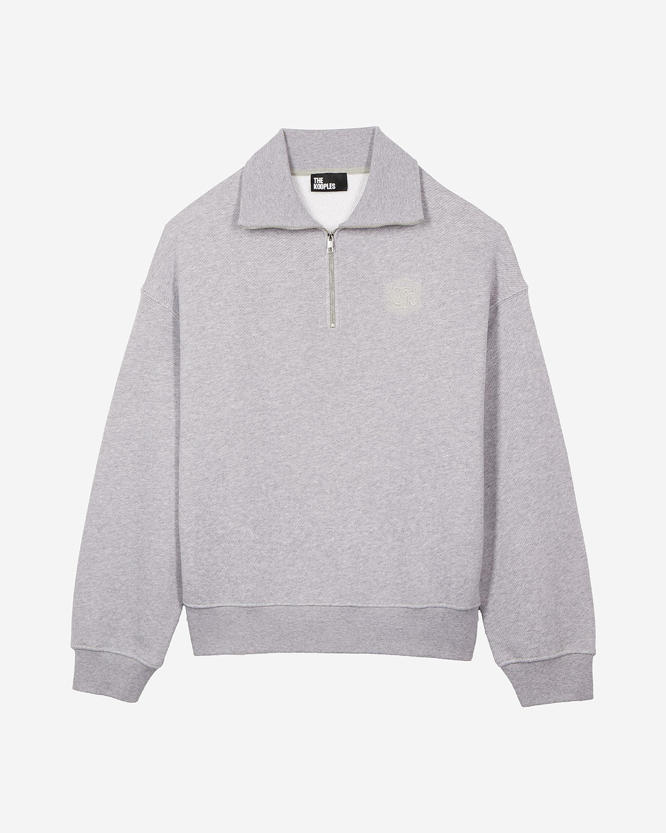 Grey trucker-neck sweatshirt