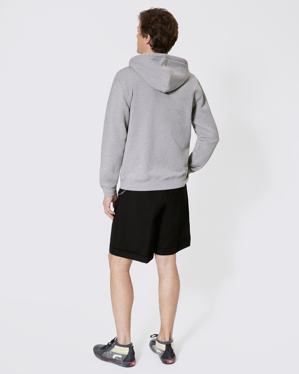 Zipped sweatshirt with black silk-screen print