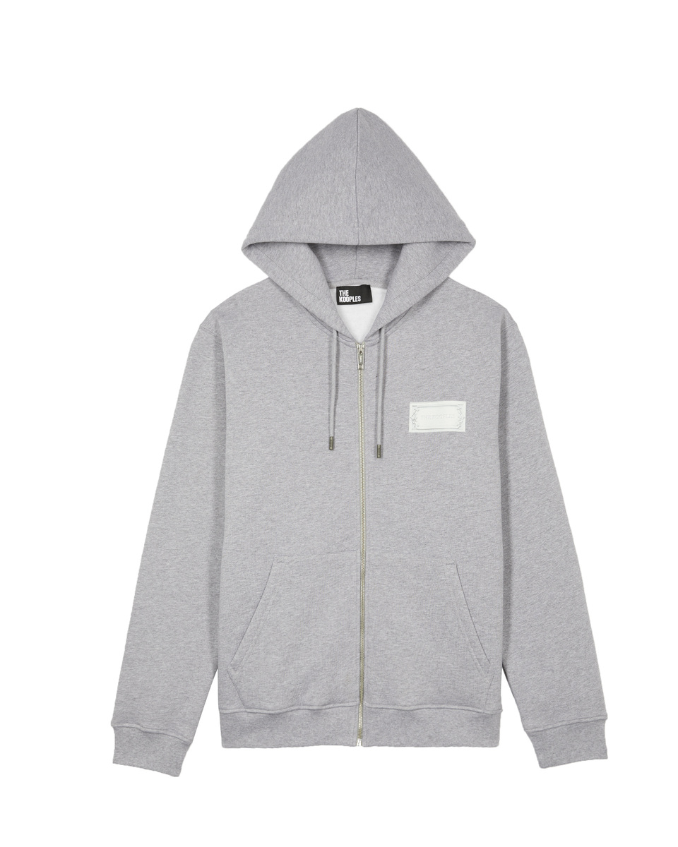 Zipped sweatshirt with black silk-screen print