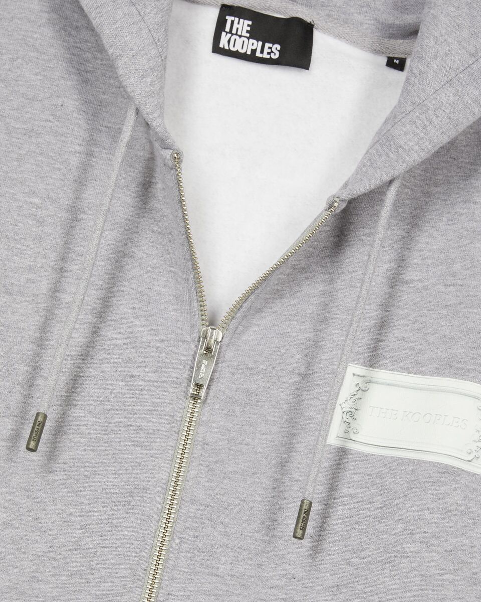 Zipped sweatshirt with black silk-screen print