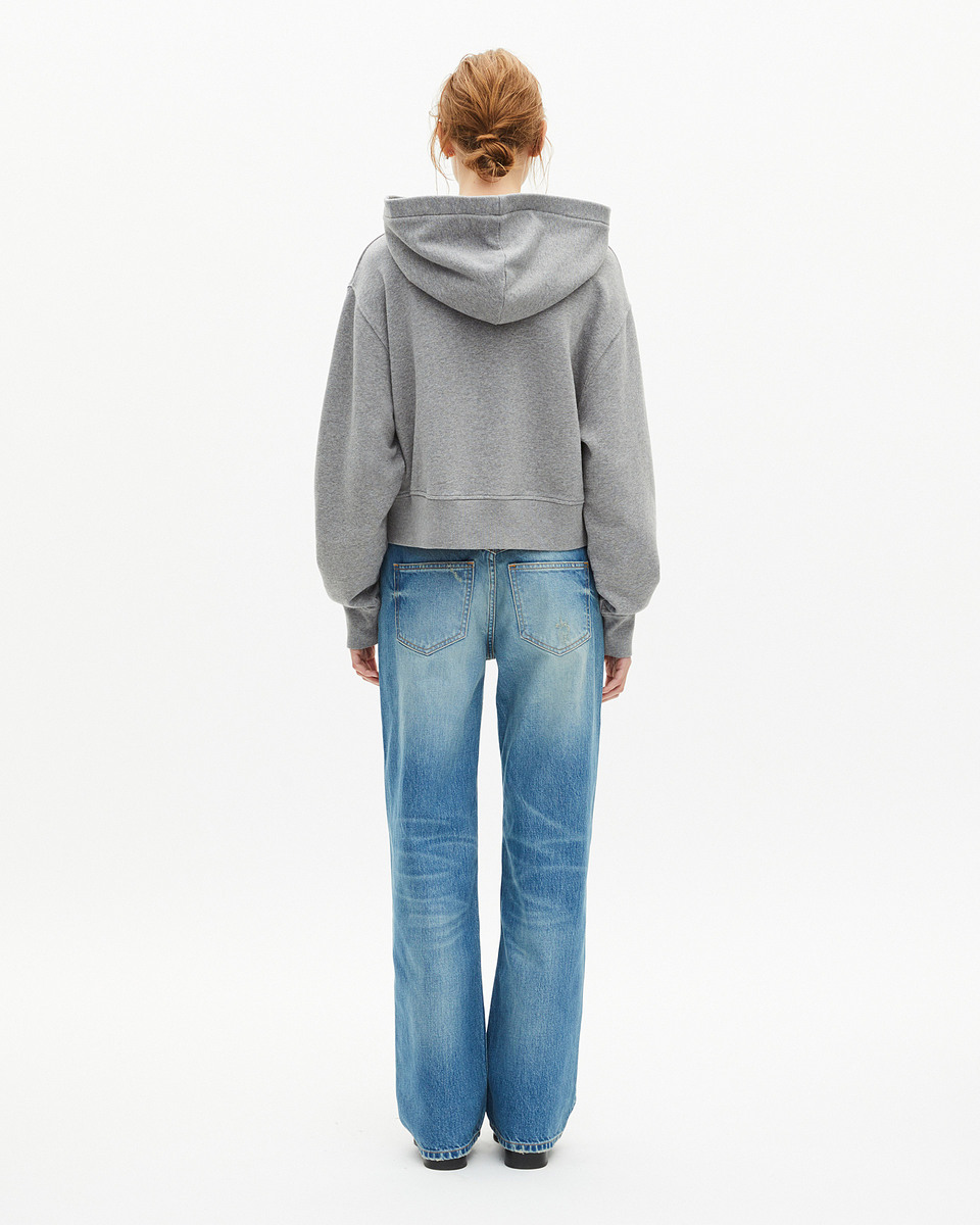 Grey short hooded sweatshirt