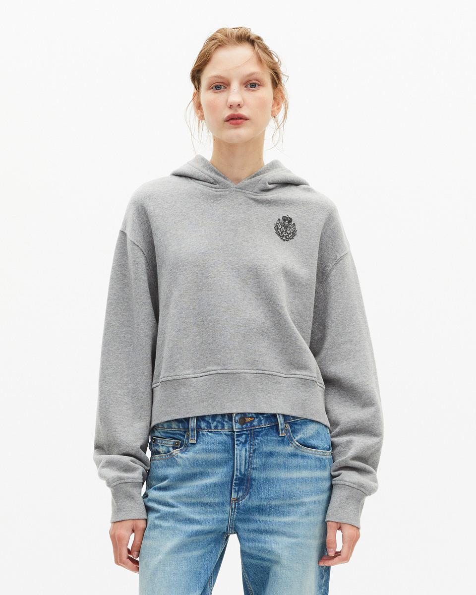 Grey short hooded sweatshirt