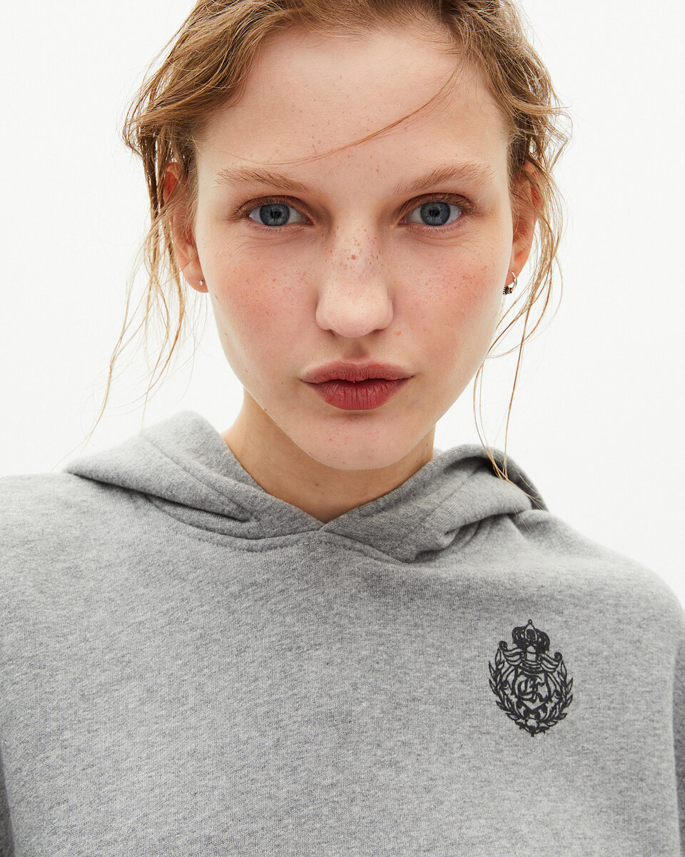 Grey short hooded sweatshirt