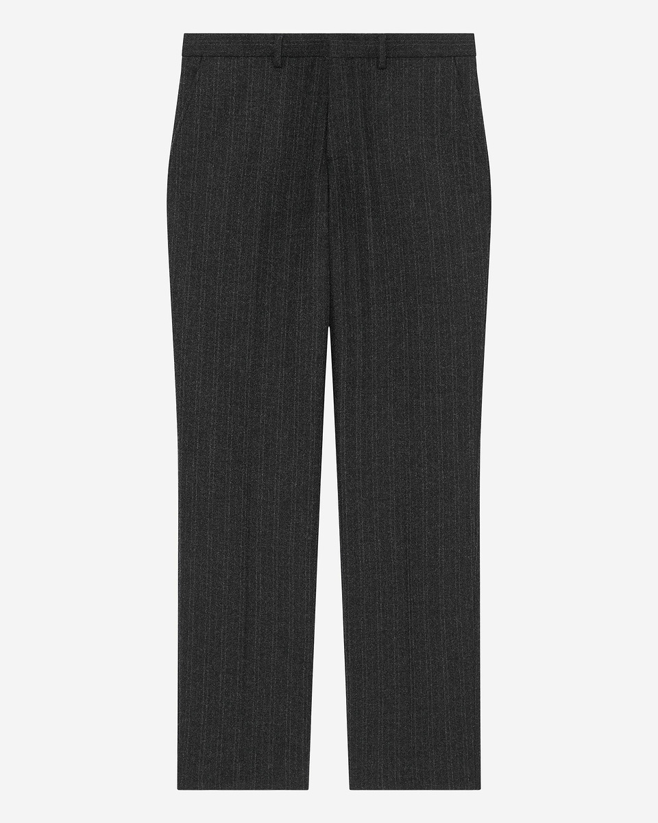 Dark grey pinstripe straight-leg suit pants