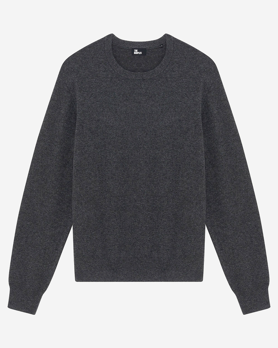 Grey cashmere round-neck sweater