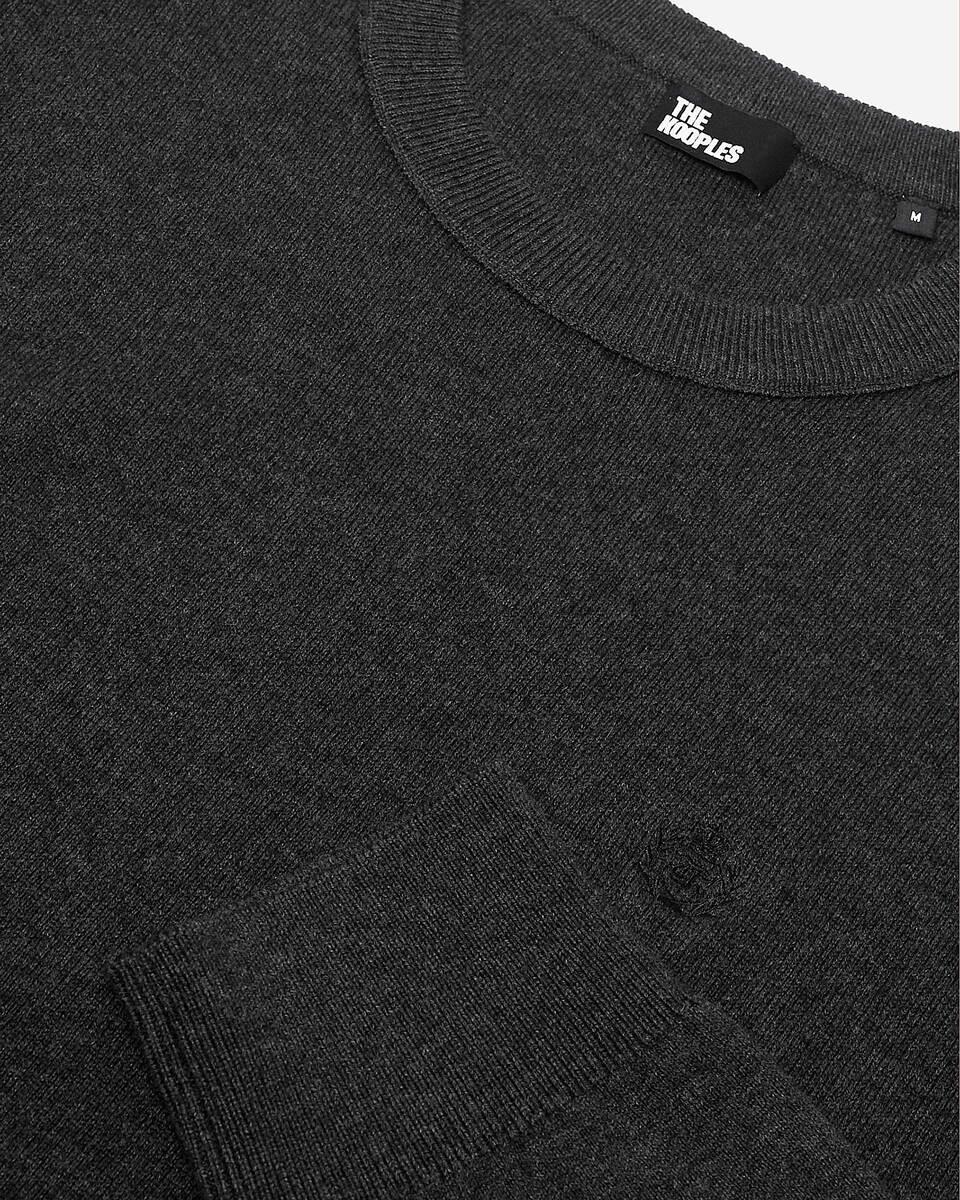 Grey double-faced wool round-neck sweater