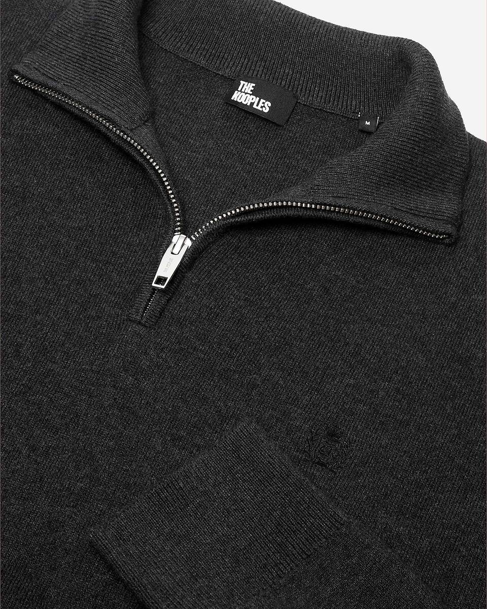 Grey double-faced wool trucker-neck sweater