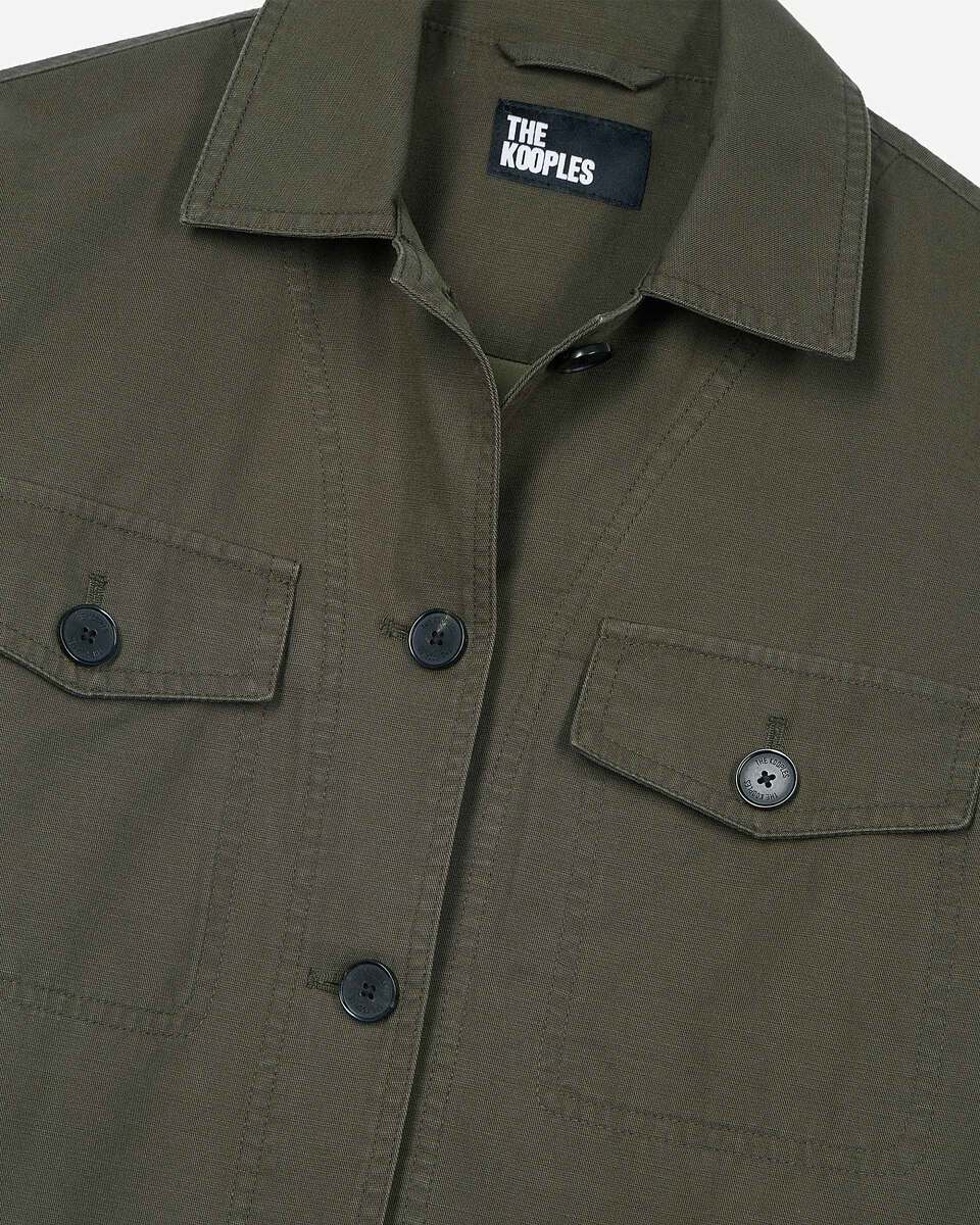 Embroidered back jacket in khaki cotton