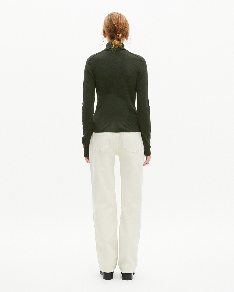 Khaki cashmere turtleneck sweater