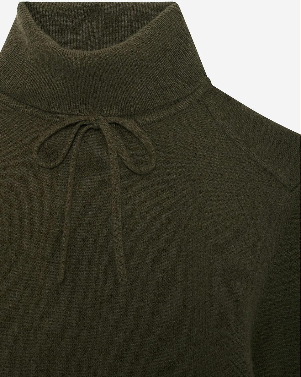 Khaki cashmere turtleneck sweater