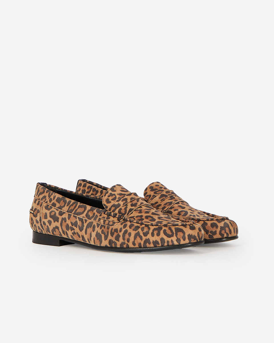 Leopard print leather loafers