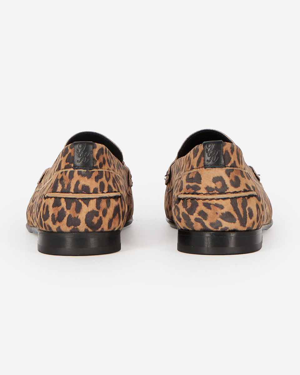 Leopard print leather loafers