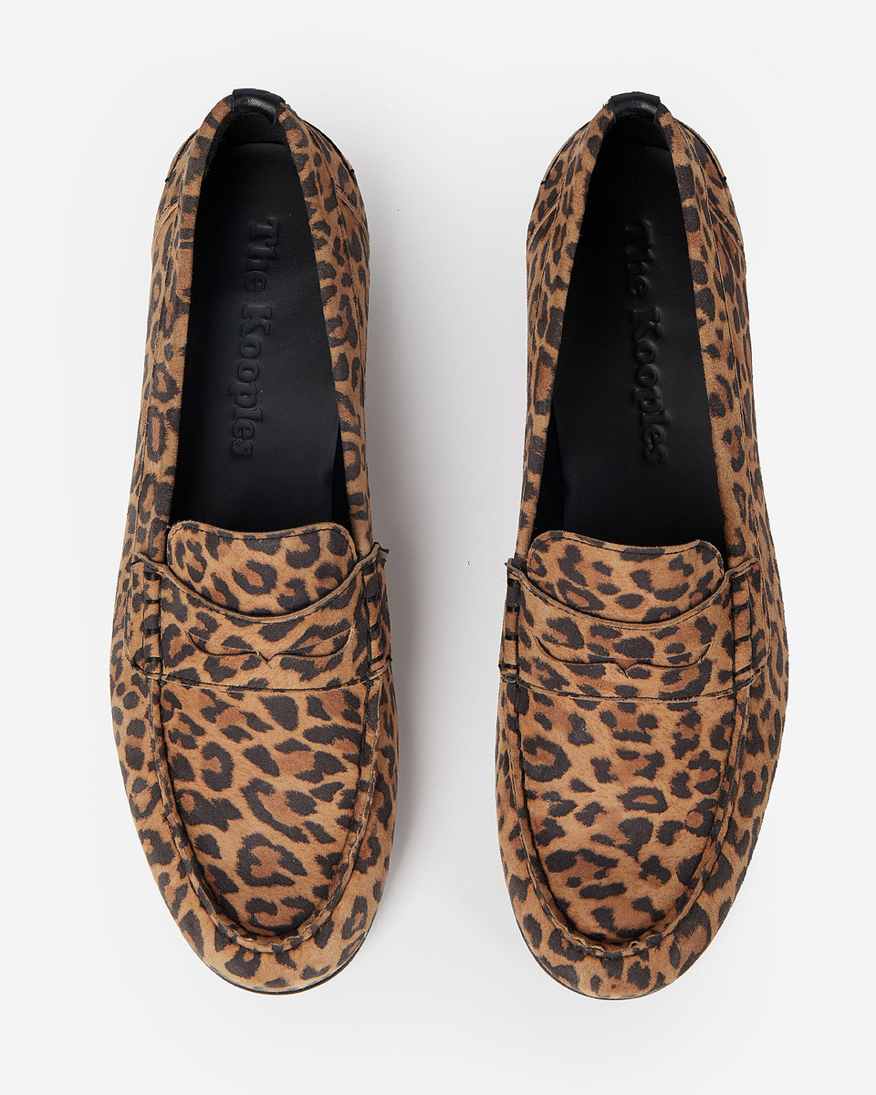 Leopard print leather loafers