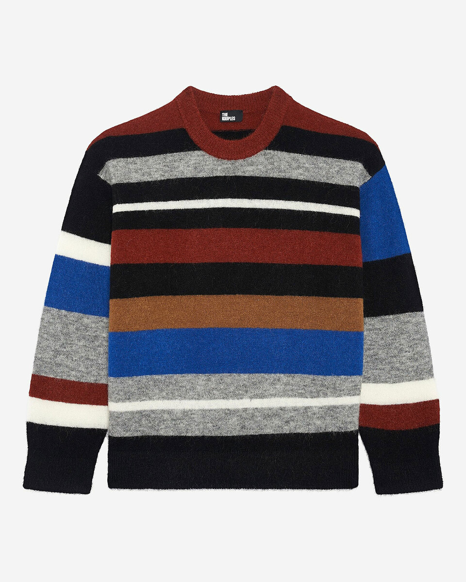 Wool blend sweater with multicolored stripes