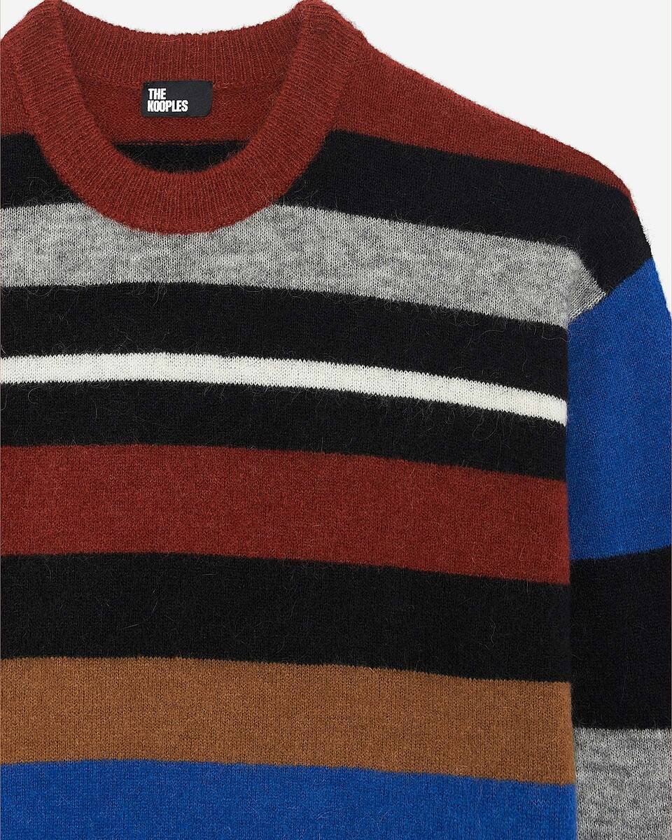 Wool blend sweater with multicolored stripes