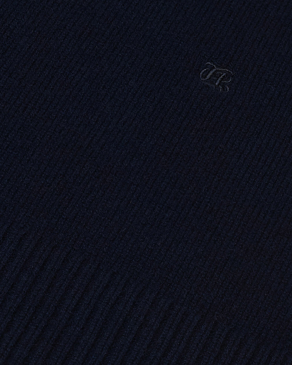 Navy cashmere stand-up collar sweater