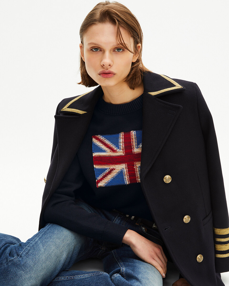 Navy cotton English flag sweater