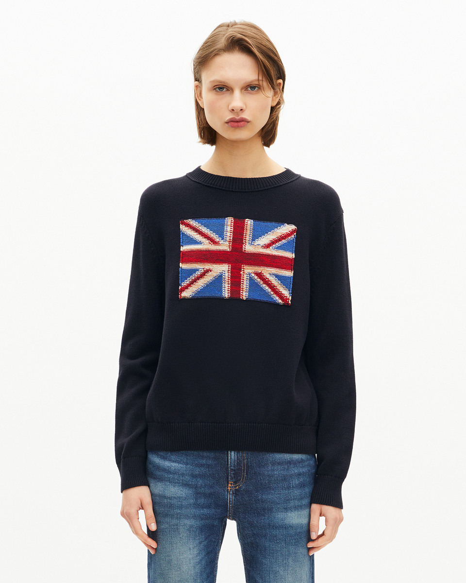 Navy cotton English flag sweater