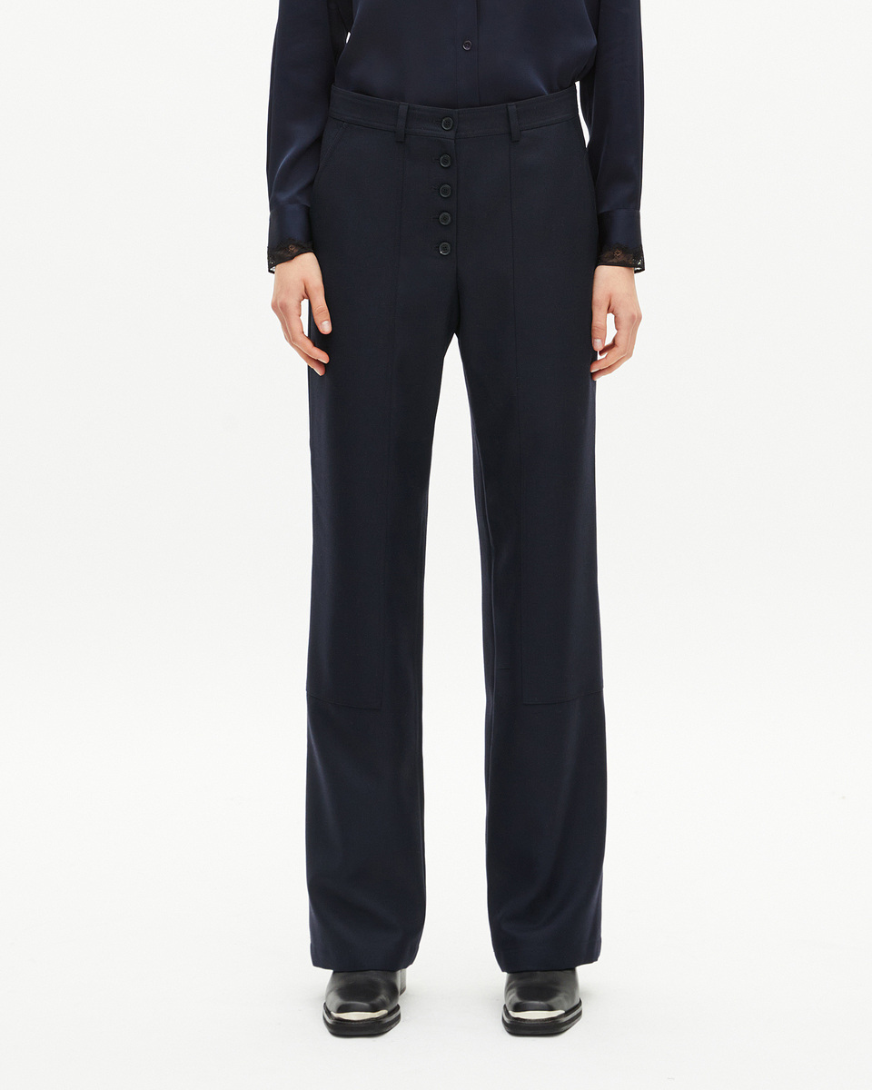 Navy button-down pants