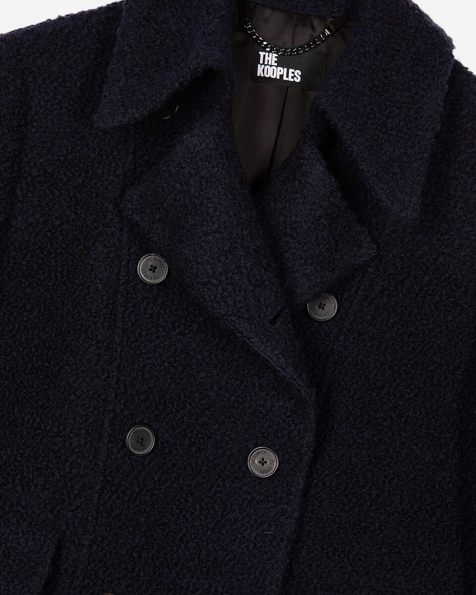 Navy bouclette wool coat