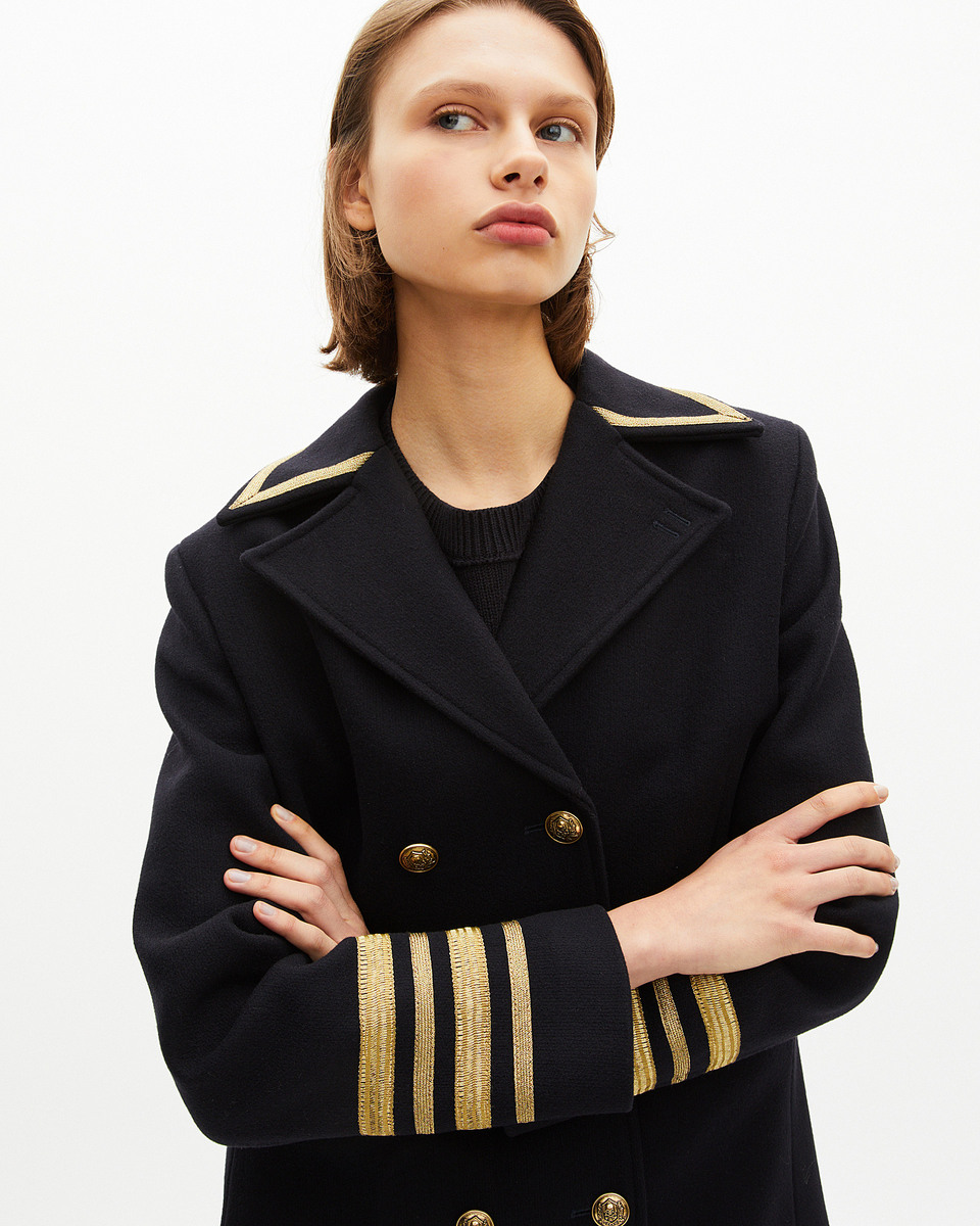 Officer's pea jacket in navy wool
