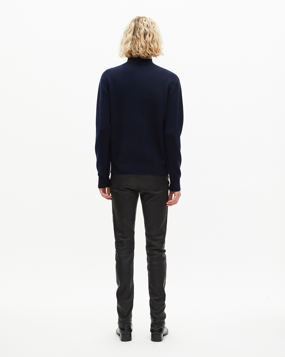 Double-sided wool cardigan with navy zip