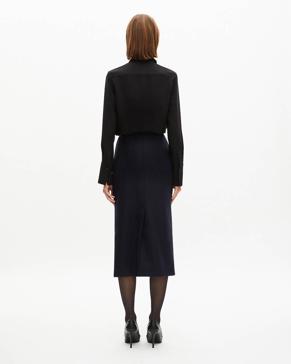 Long navy pencil skirt