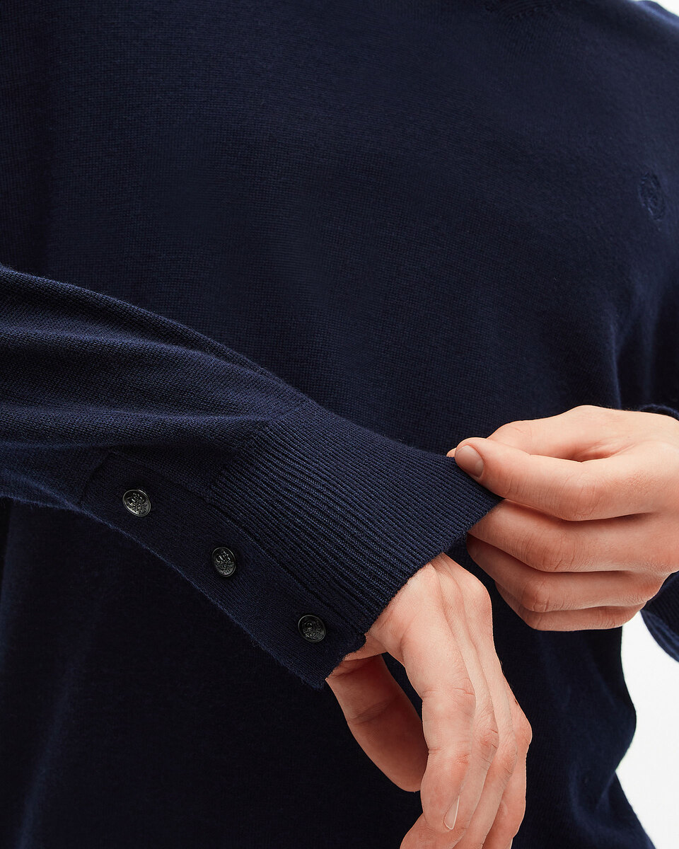 V-neck sweater in navy merino wool
