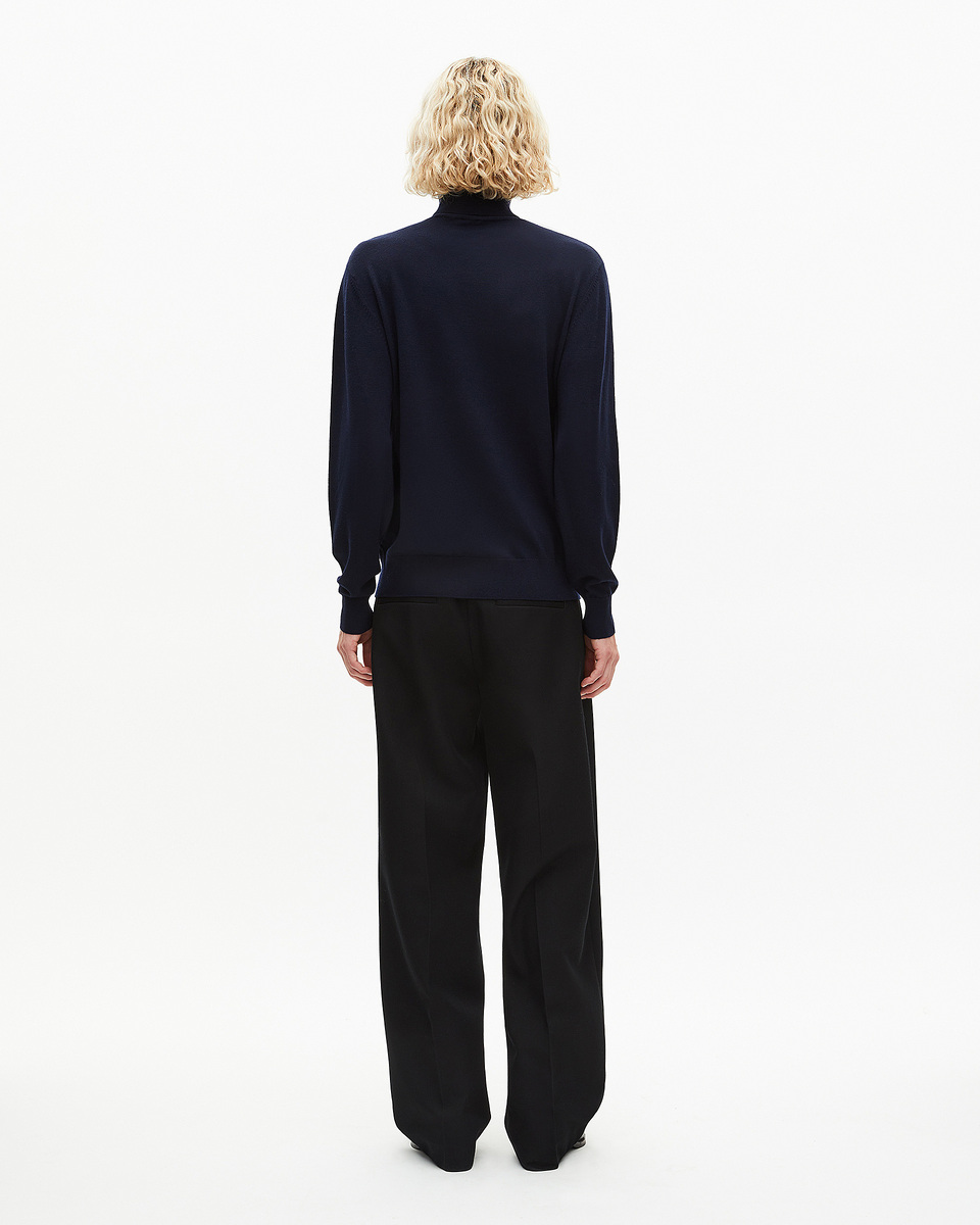 Navy merino wool turtleneck sweater