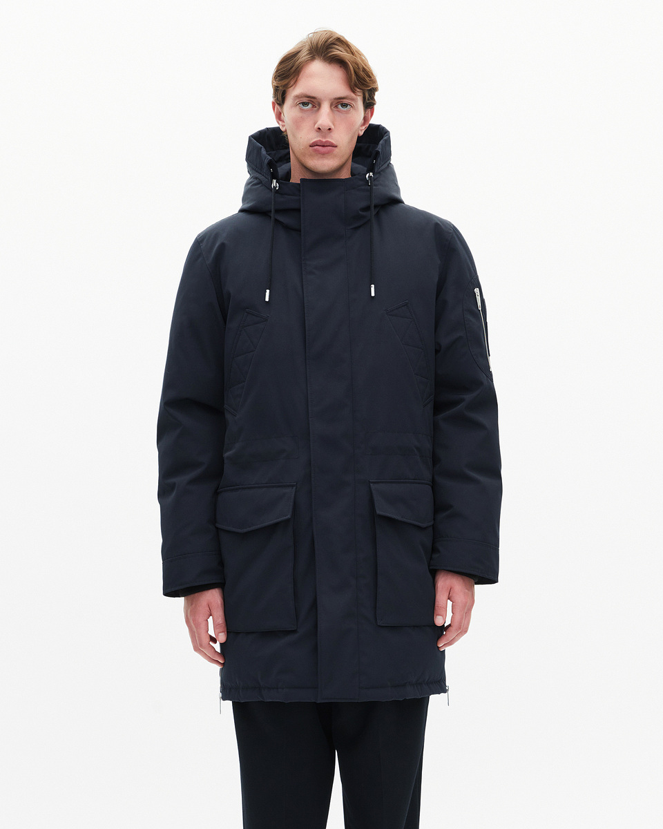 Navy water-repellent parka
