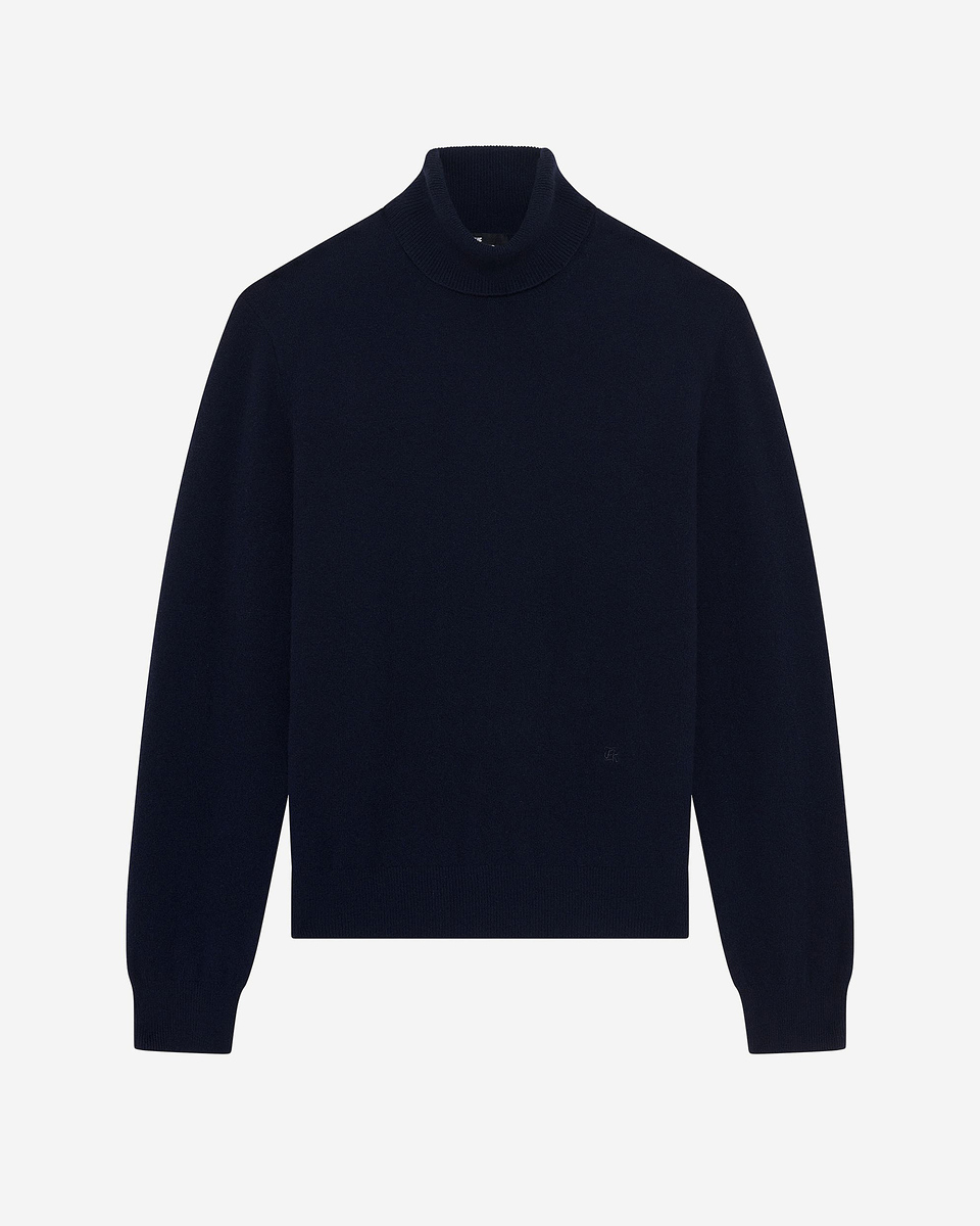Navy cashmere turtleneck sweater