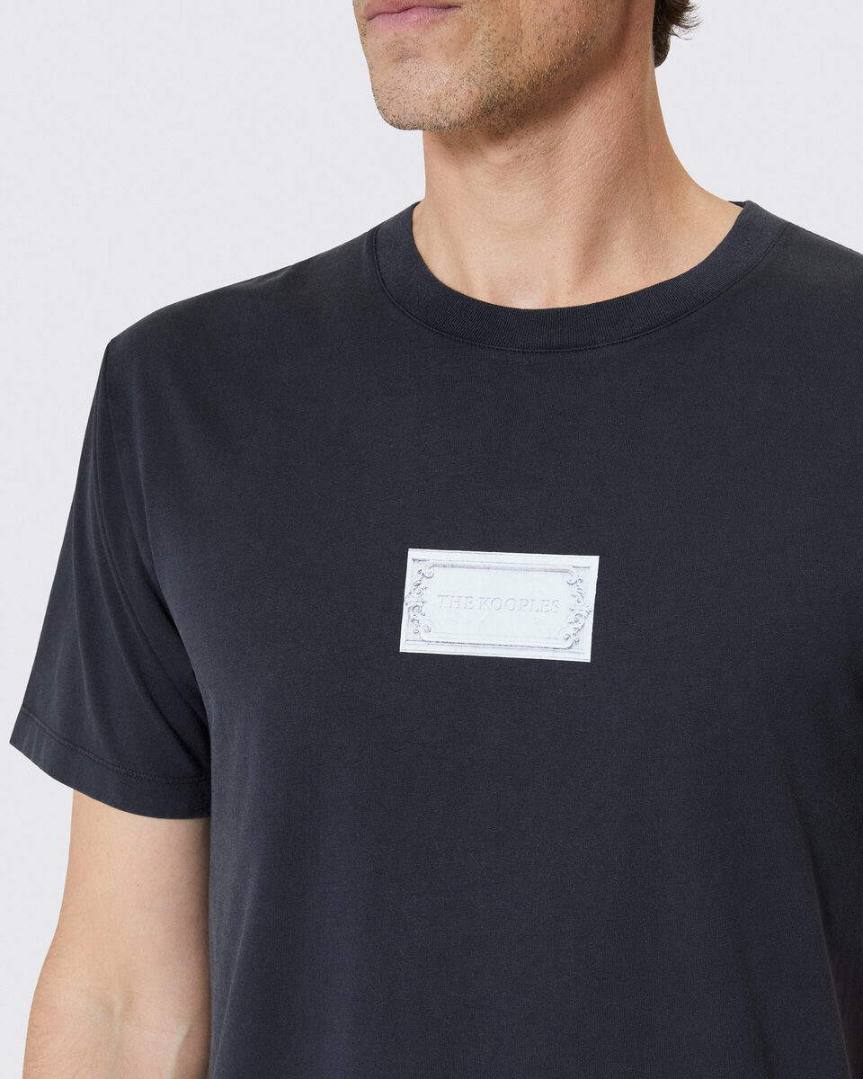 T-shirt with navy screen print