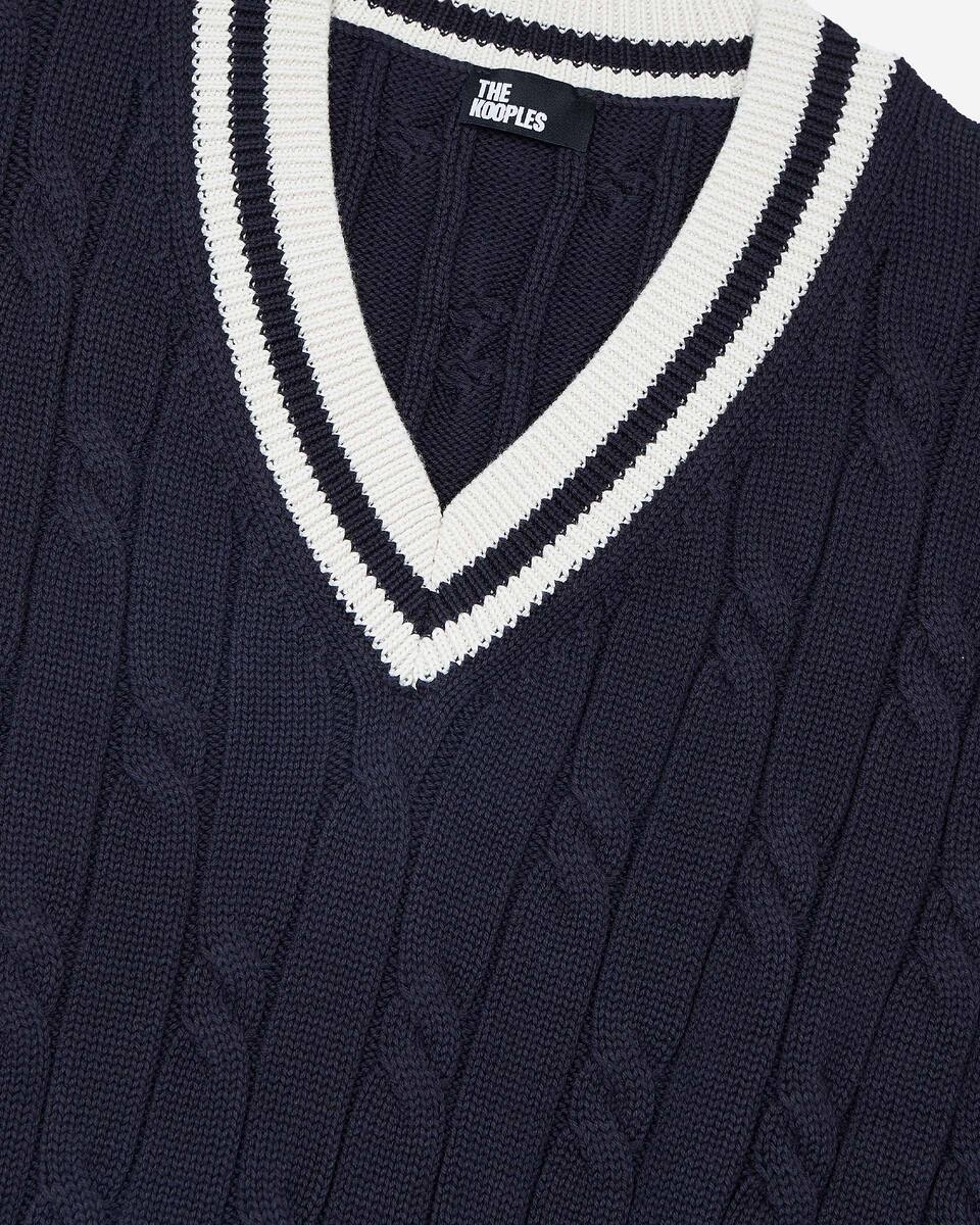 Sleeveless navy cotton sweater