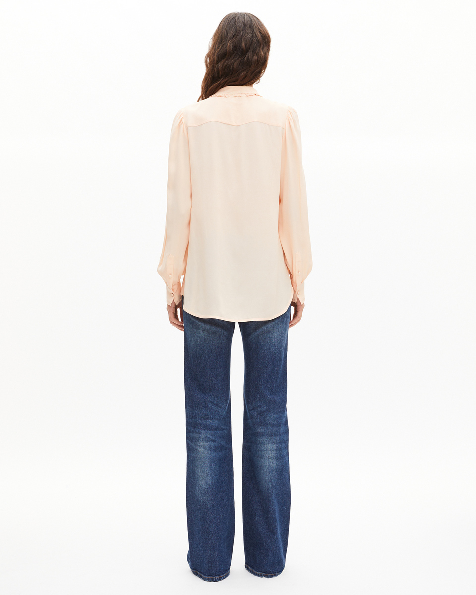 Shirt with peach pleat detail