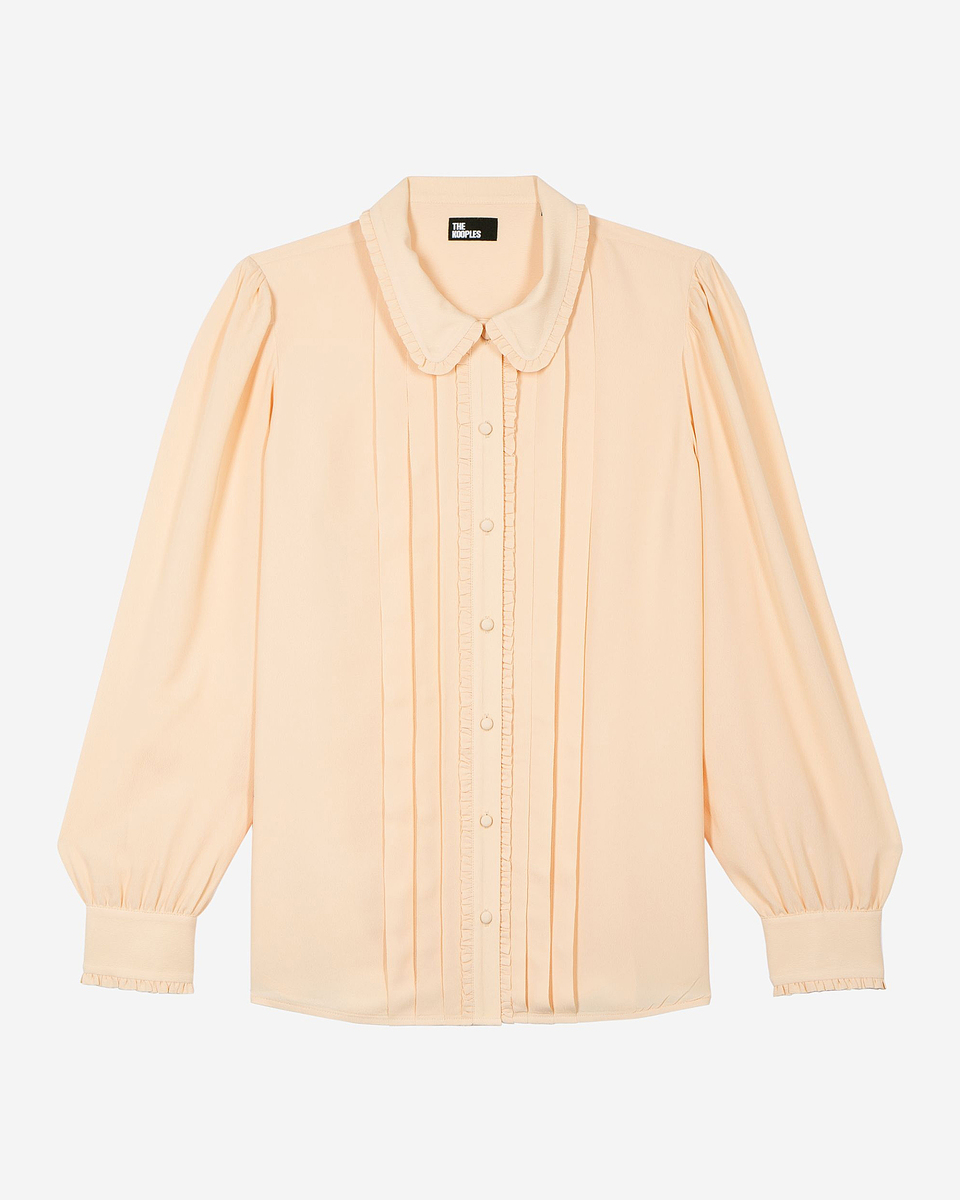 Shirt with peach pleat detail