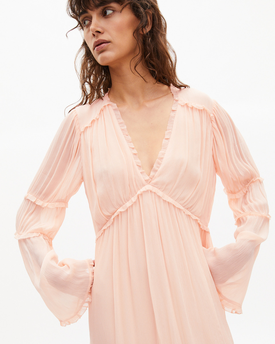 Short ruffled peach dress