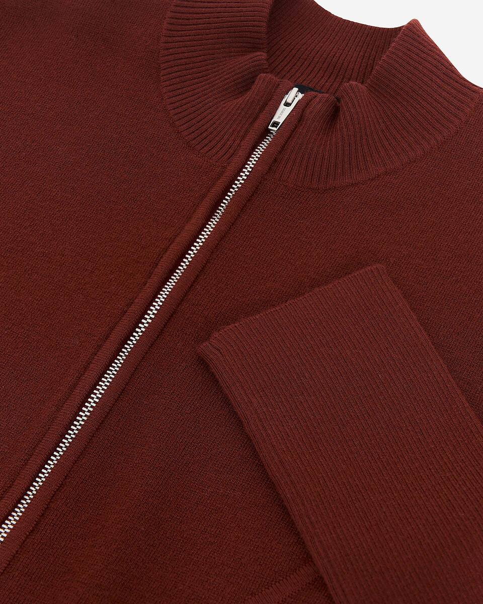 Burgundy wool blend zip cardigan