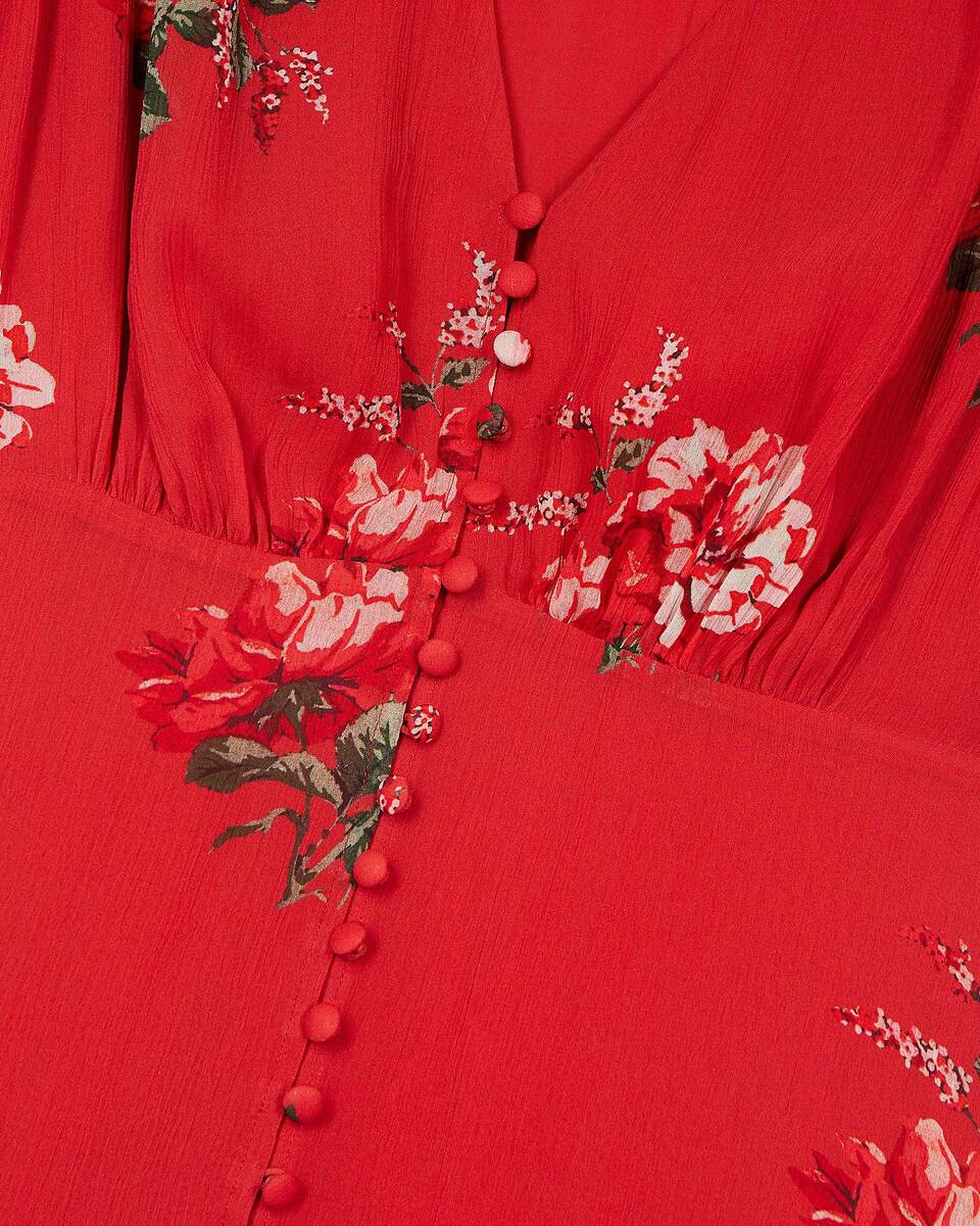 Red floral print maxi dress