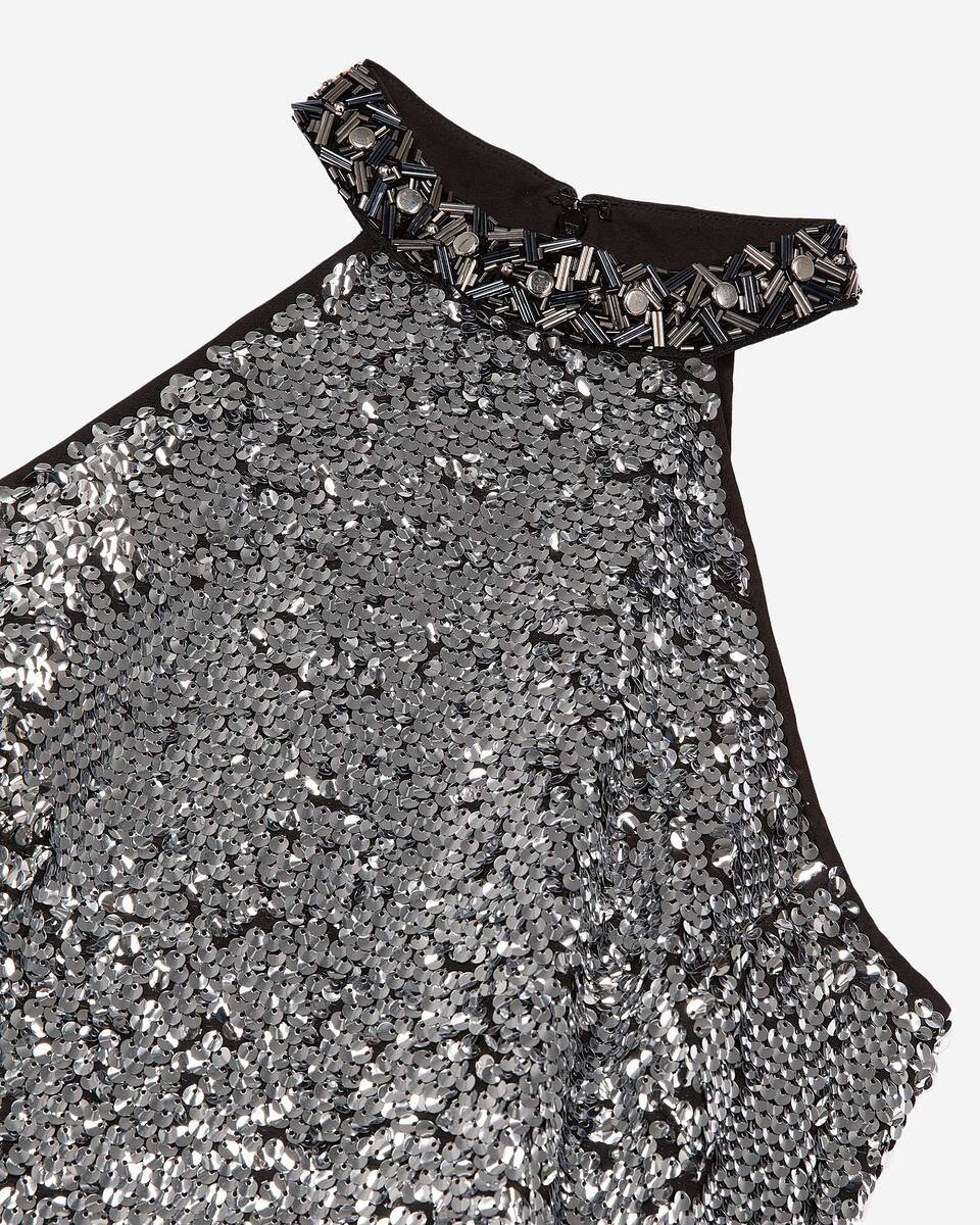 Short dress in silver sequins