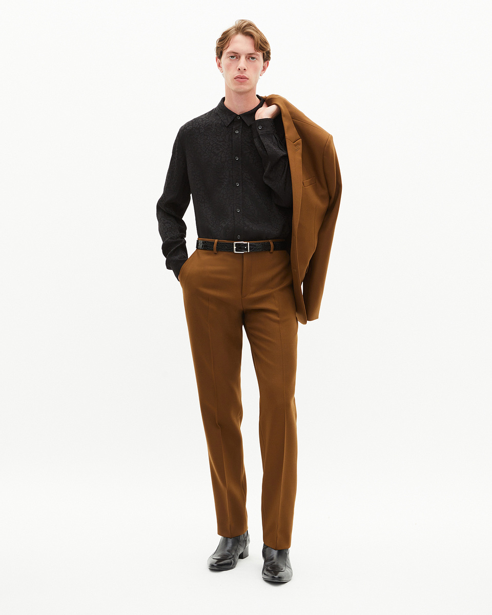 Straight-leg suit pants in brown wool