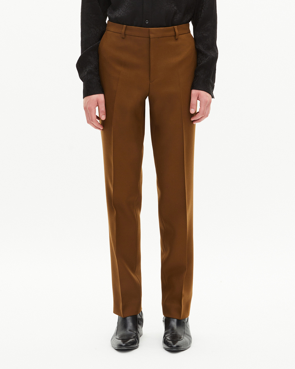 Straight-leg suit pants in brown wool