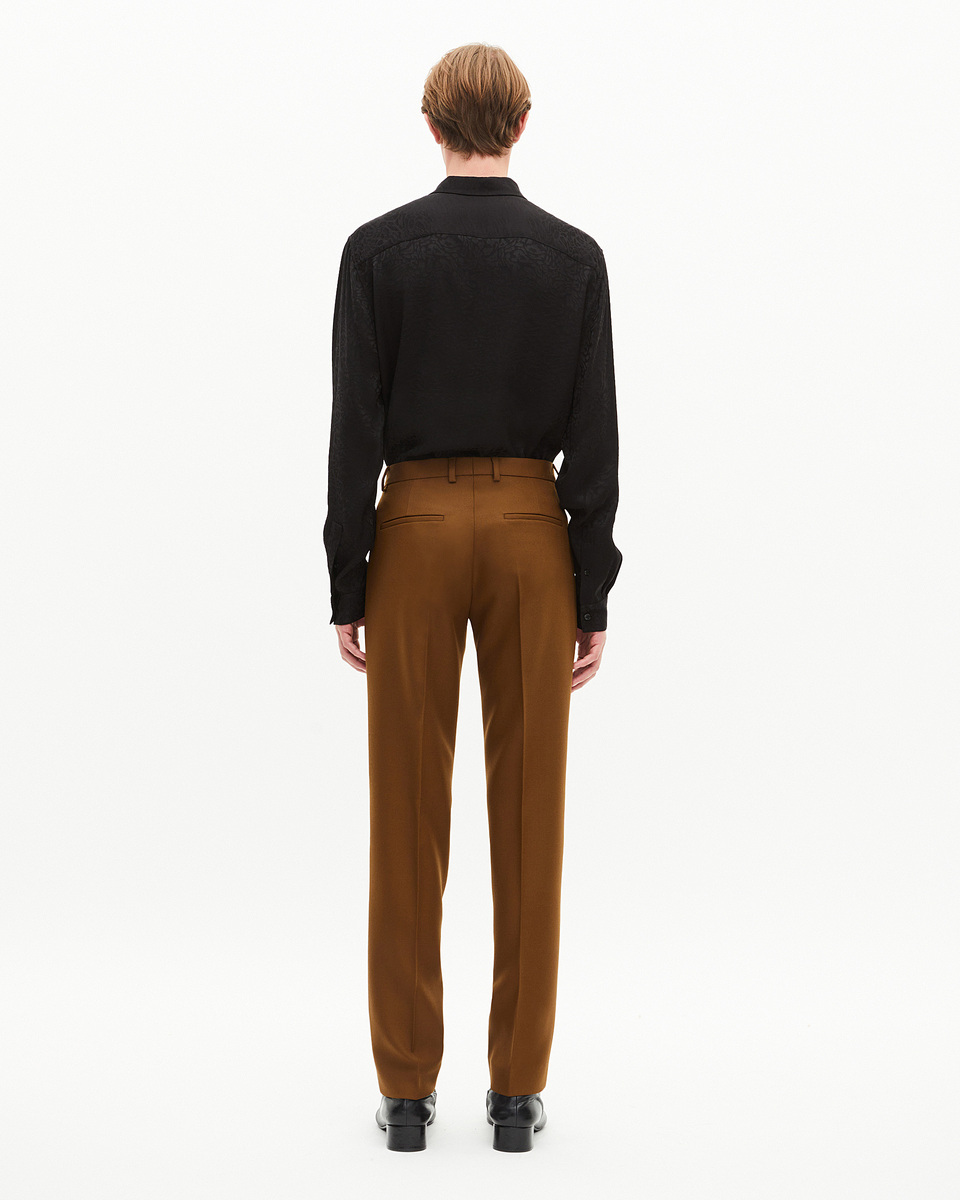 Straight-leg suit pants in brown wool