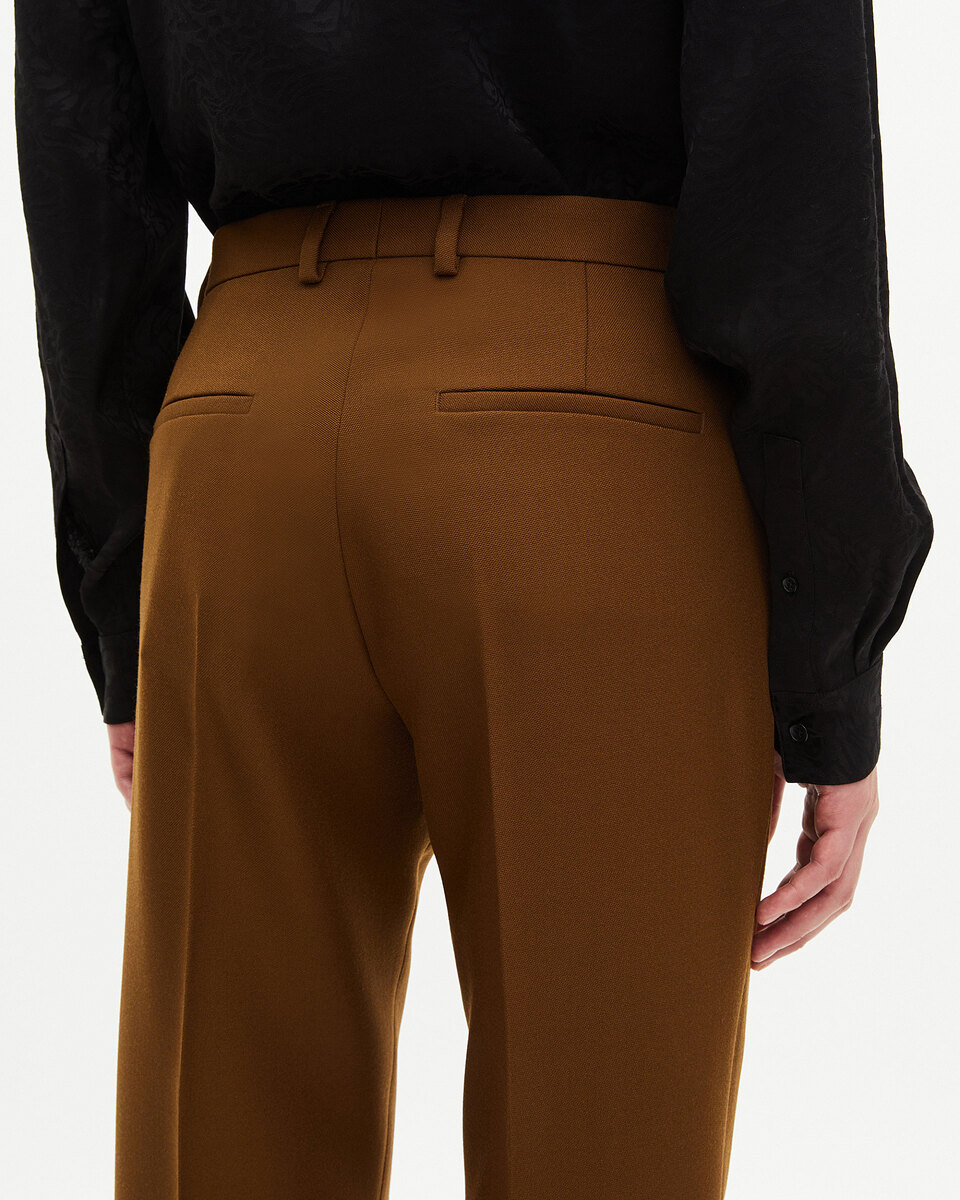 Straight-leg suit pants in brown wool