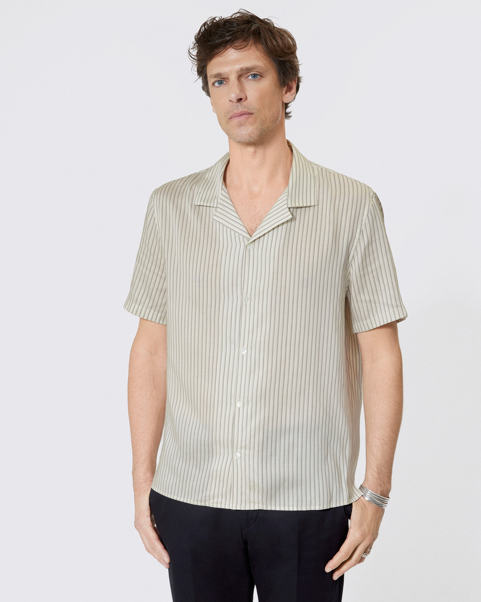 White striped short-sleeve shirt