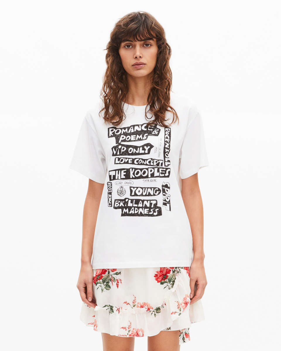T-shirt with white screen print