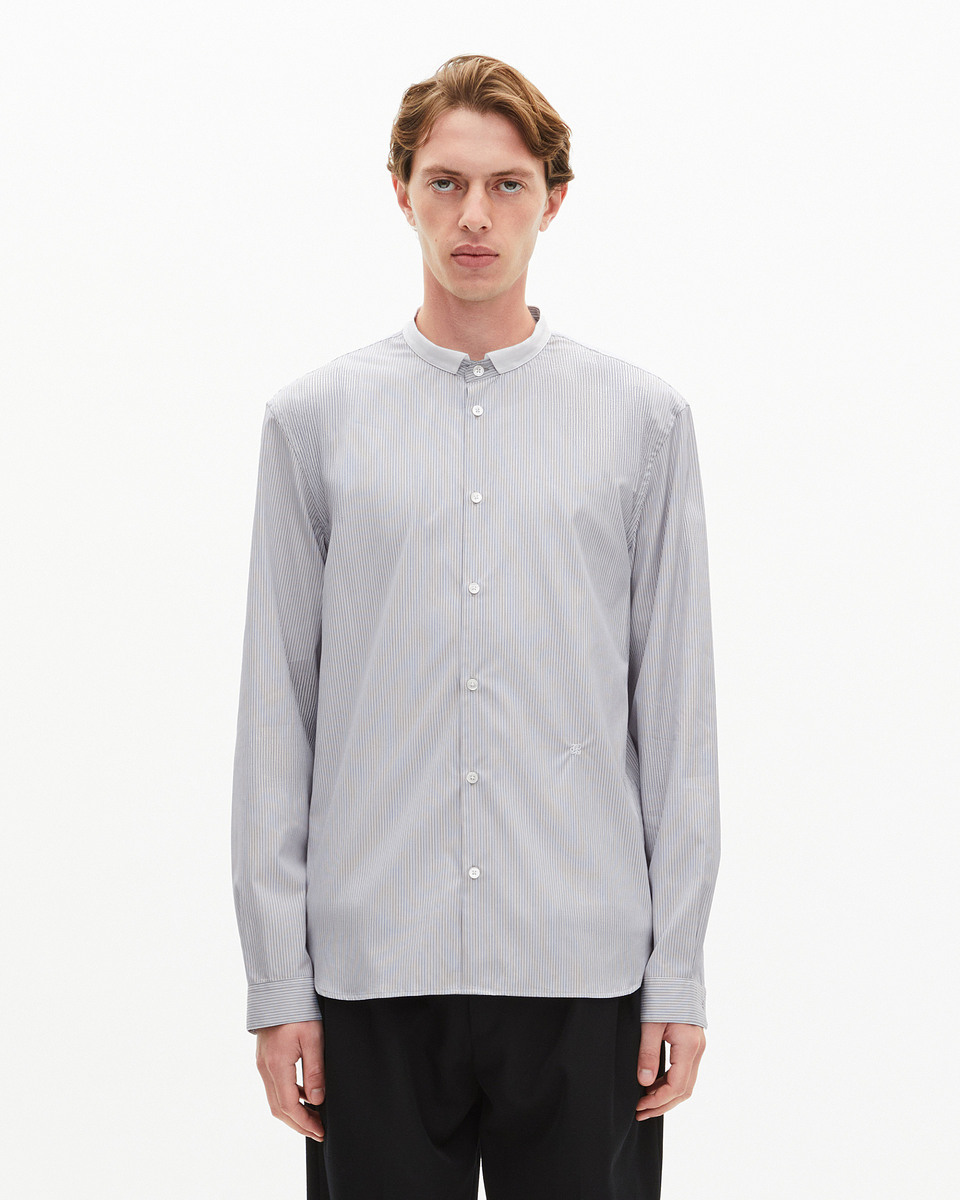 Light blue striped shirt with officer's collar