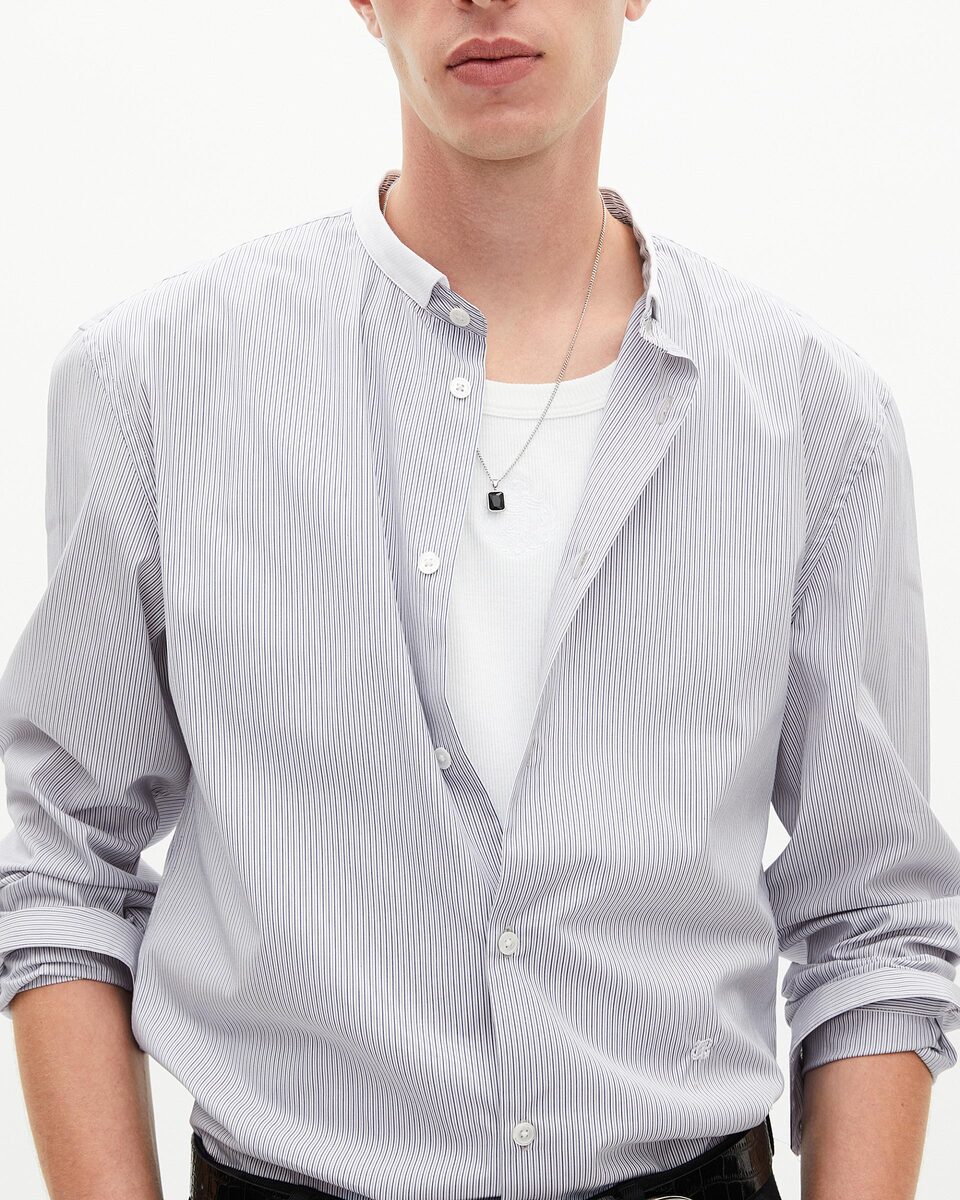 Light blue striped shirt with officer's collar