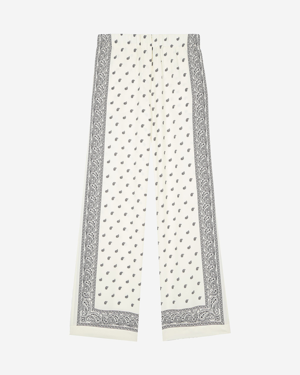 Straight-leg bandana print pants ecru