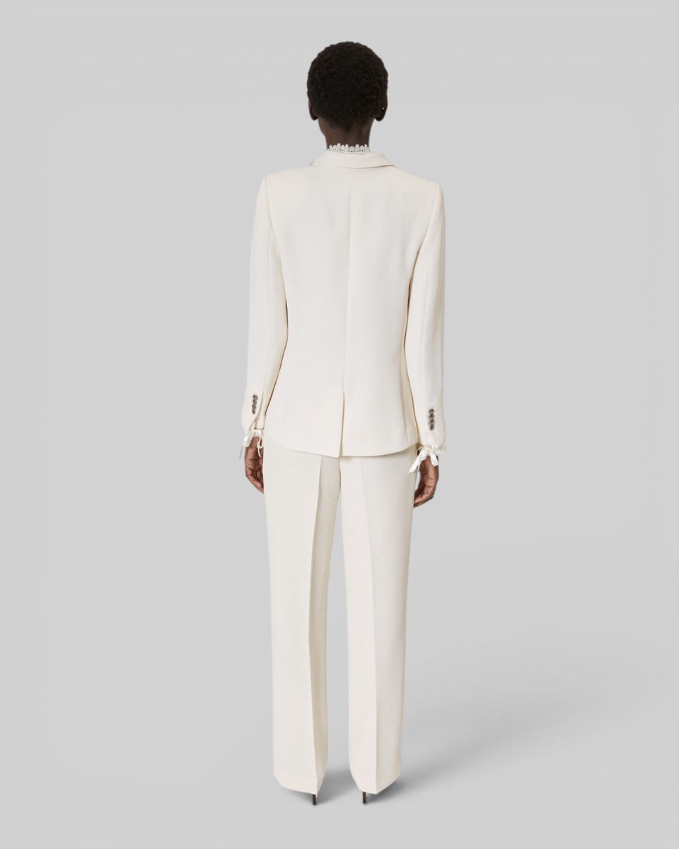 Suit jacket with ecru lace band